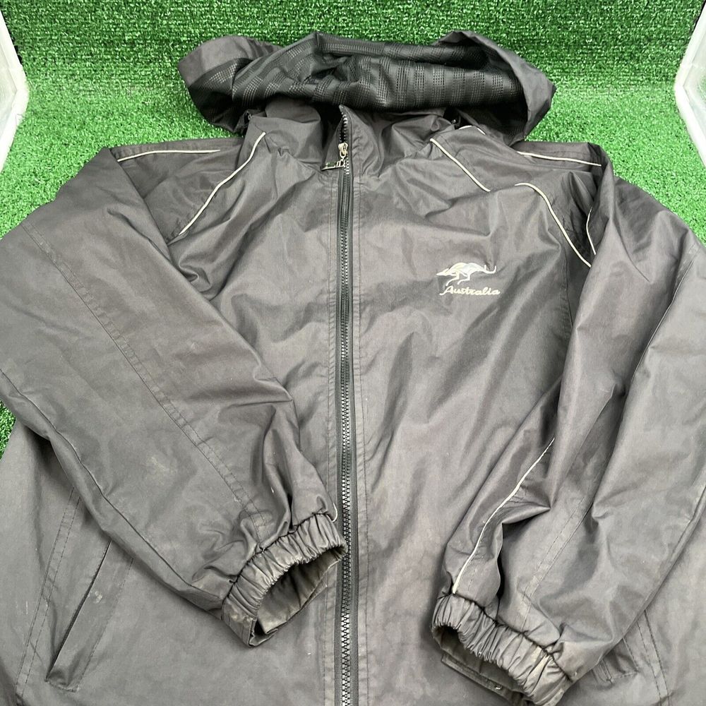Rare Austrialia Mesh Lined Hooded Rain‎ Jacket Black Size Mens Medium